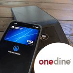 OneDine Tablet with Phone near it to demonstrate the NFC payment capability